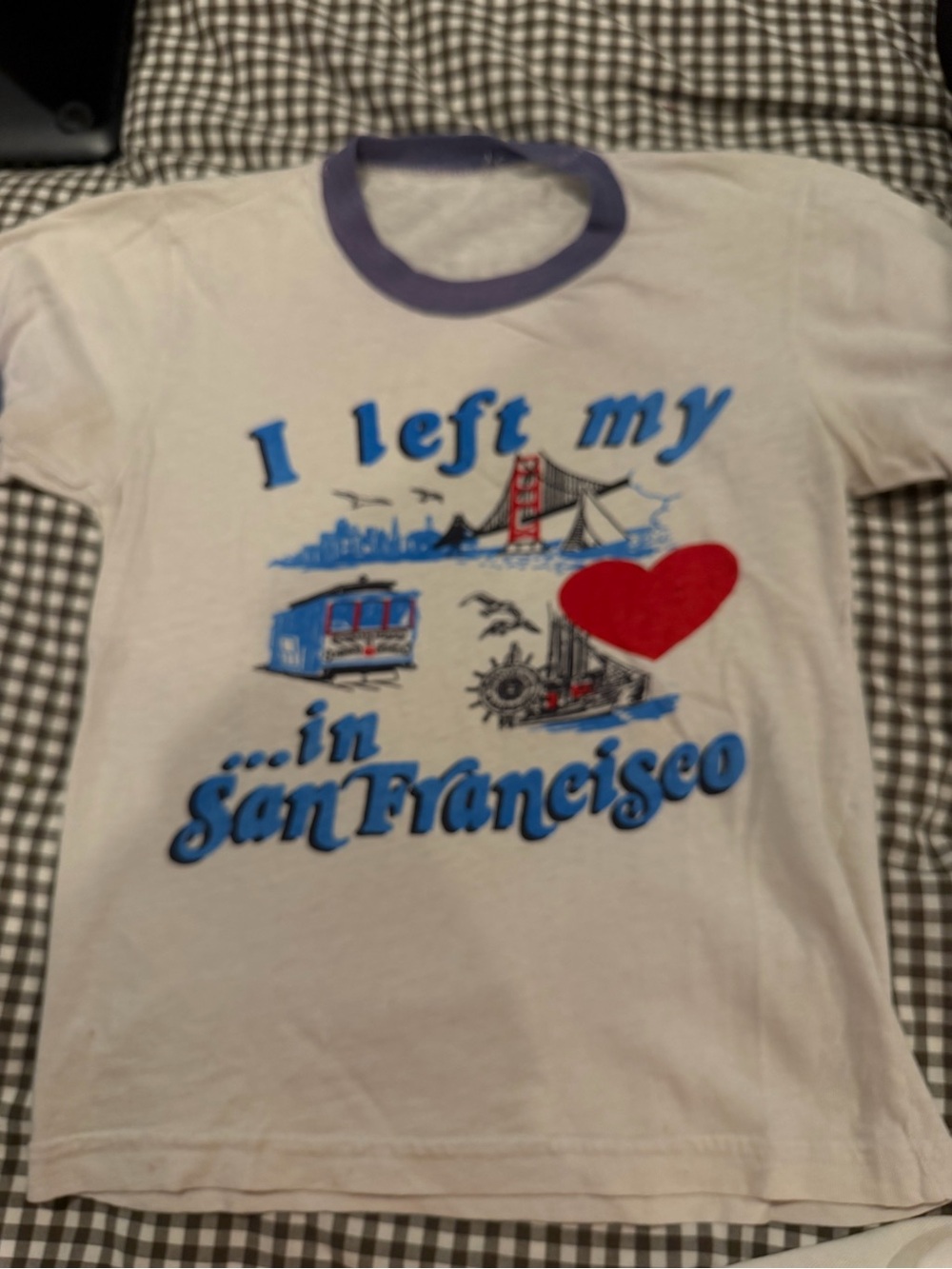 Vintage White San Francisco Graphic Tee with Blue Trim